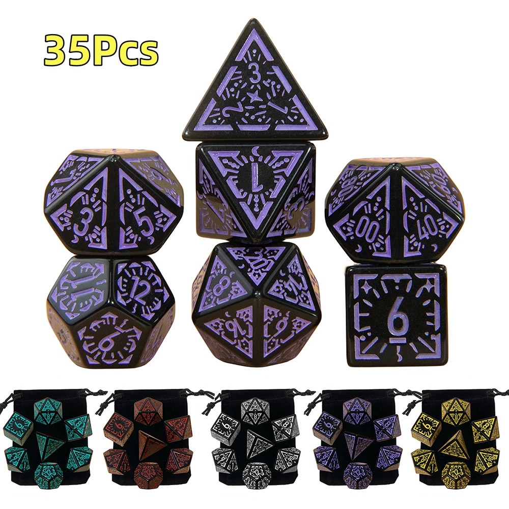 35/21/7Pcs DND Dice Set Multi Sides Polyhedral D4 D6 D8 D10 D12 D20 Dice for Role Playing Board Tabl