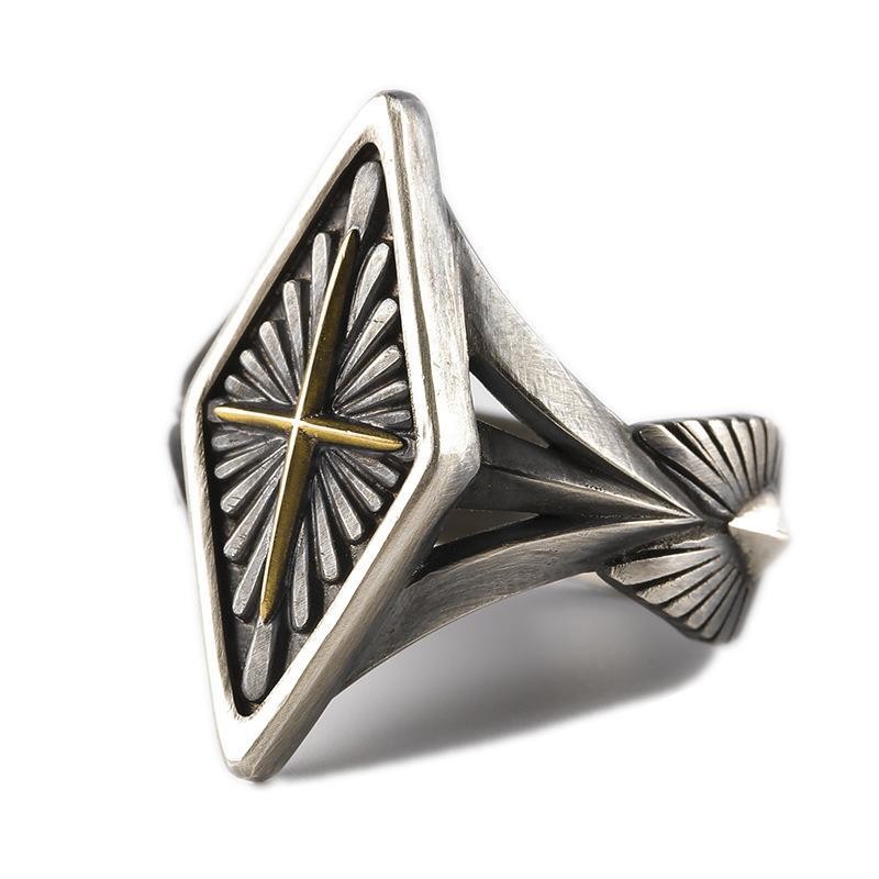 แหวนเพชรทรงเปิดสำหรับชาย แบบพังค์ครอส สวมได้ทุกวัน - รูปที่ 3