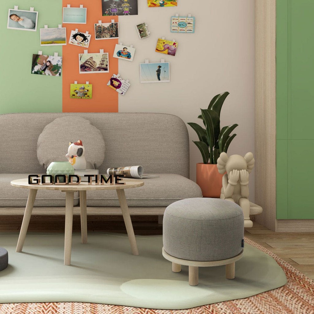 Koncept Furniture สตูล รุ่น Bingsoo ผ้าครีม สีครีม (40x40x45 ซม.)  แบรนด์ KONCEPT FURNITURE