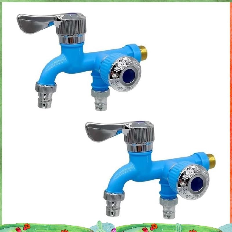 2PCS 2 Way Faucet Faucet Splitter Garden Hose Splitter Water Spirgot Splitter, Outdoor Double Taps W