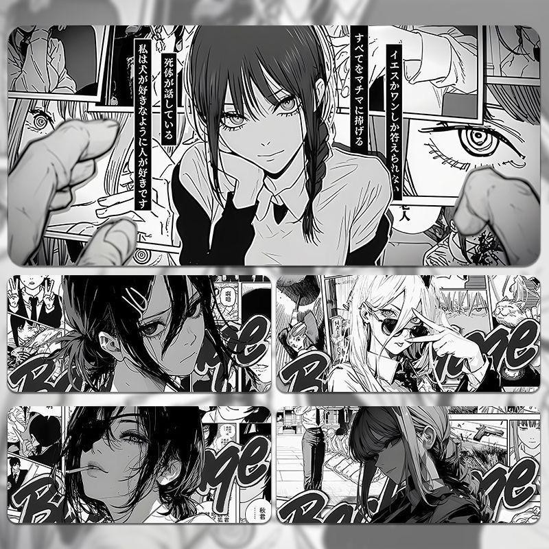 Makima Control Devil แผ่นรองเมาส์แบบขยาย | Chainsaw Man Dominator แผ่นรองโต๊ะ | กันลื่นหนา 3 มม. สําหรับเล่นเกม