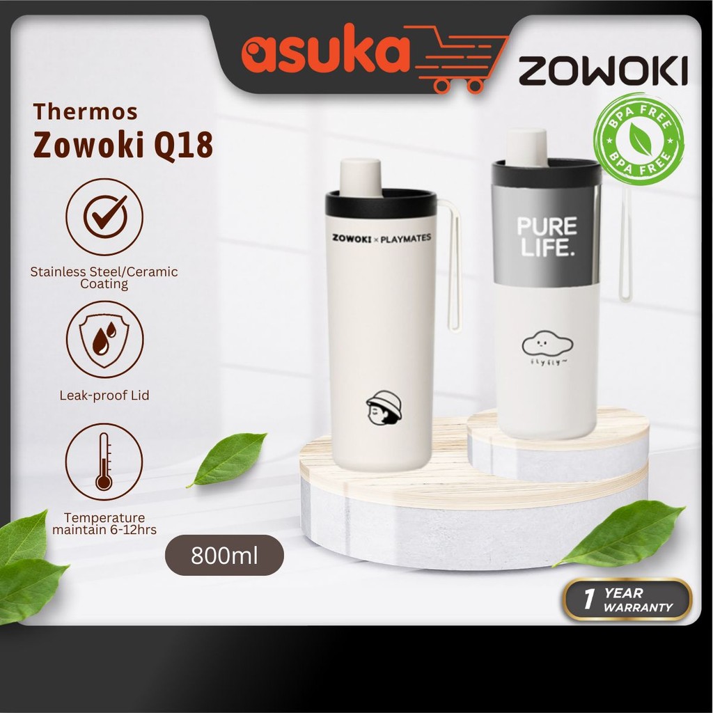 Zowoki Q18 / Q18 C Milk Tea Series Thermos with Straw Drinking Water Bottle (800ml)