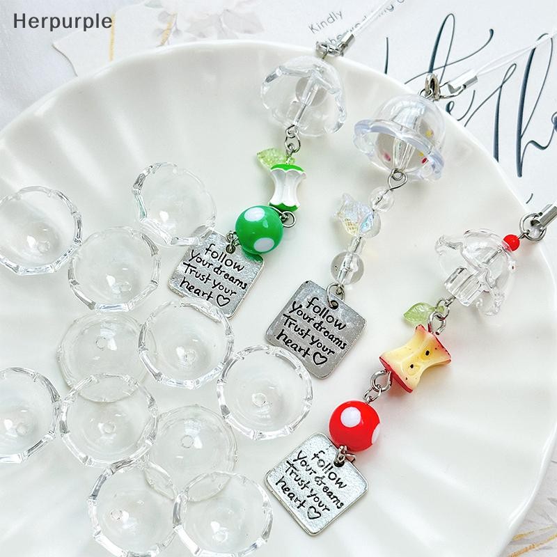 Herpurple 20 ชิ้น/เซ็ตแมงกะพรุนพวงกุญแจลมตีระฆังลูกปัด Caps Charms สําหรับเครื่องประดับทํา DIY ตกแต่งลมจี้ต่างหู Accesso TH