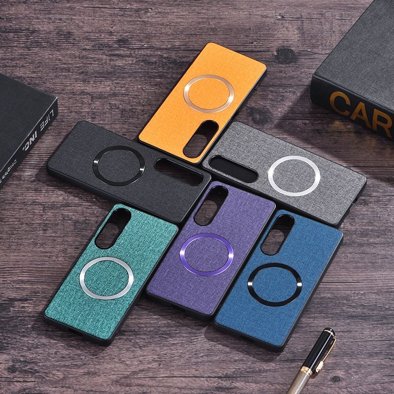 Sony Sony Sony Xperia 1VI แหวนแม่เหล็กรูปแบบผ้าเคสโทรศัพท์กันกระแทก Sony Xperia 1VI เคสป้องกัน