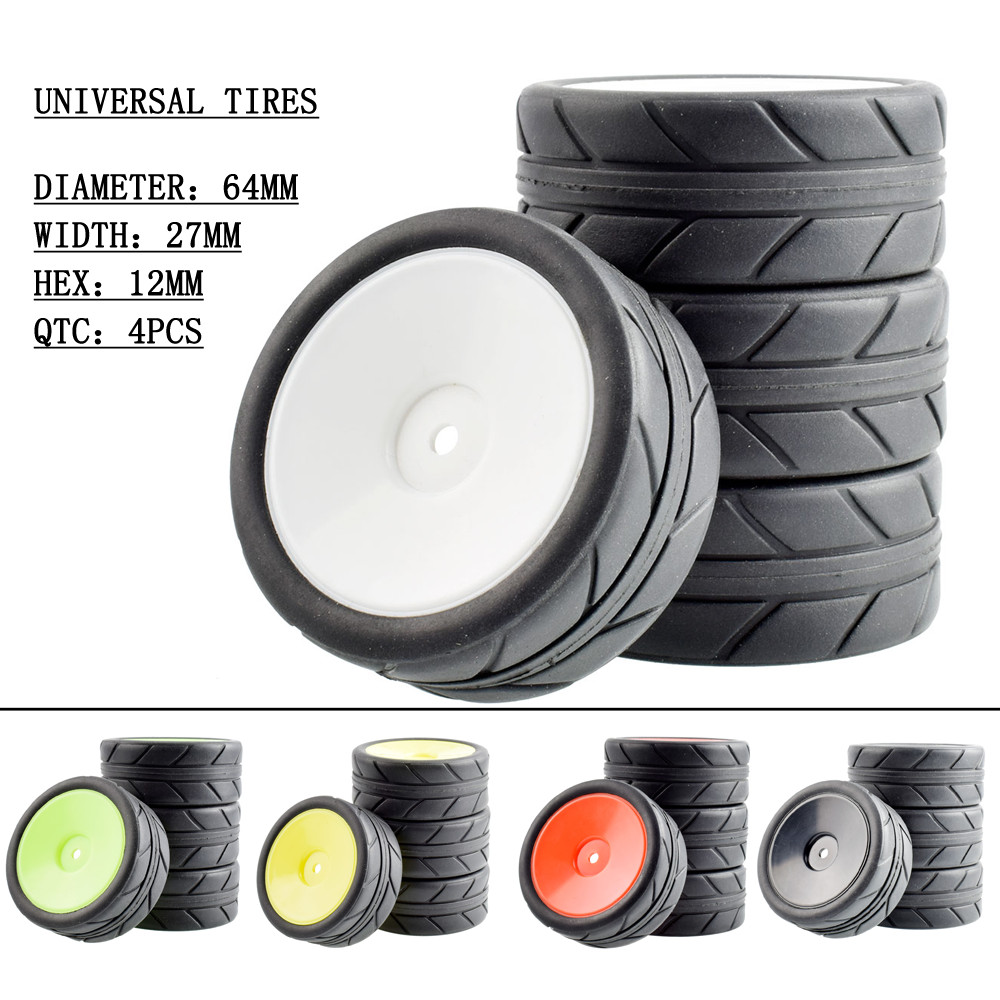 9070-6087 64 มม.ยางและชุดล้อ 4PCS สําหรับ 1:10 HSP HPI SAKURA D3 Kyosho FW06 ทั่วไป