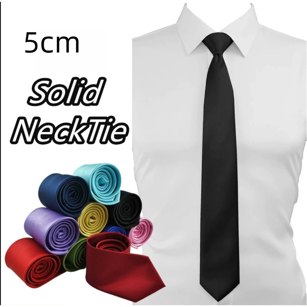เนคไทสีทึบ ขนาด 5 ซม. เหมาะสำหรับผู้ชาย สร้างสไตล์สุภาพบุรุษในธุรกิจ
