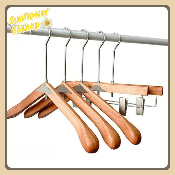 Sunflower66 ไม้แขวนเสื้อไม้หนีบกางเกง สีวอลนัท ทรงสามเหลี่ยม ไม้แขวนเสื้อไม้เนื้อแข็งไร้รอยต่อ