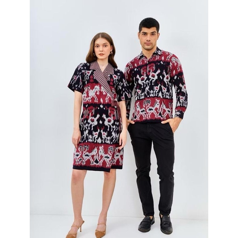 KEMEJA COUPLE WOVEN CLOTHES - SUMBA WOVEN COUPLE - WOVEN SHIRT - WOVEN DRESS - COUPLE CLOTHING SET