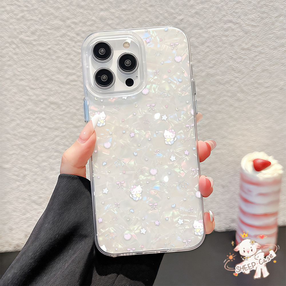✨ นี่ยม! ✨เคสพื้นหลังมันวาวเหมือนเปลือกหอย น่ารัก สําหรับIPhone16 14 13 12 11 6 7 8 plus Pro Promax X XR XSMAX BKWIMD005