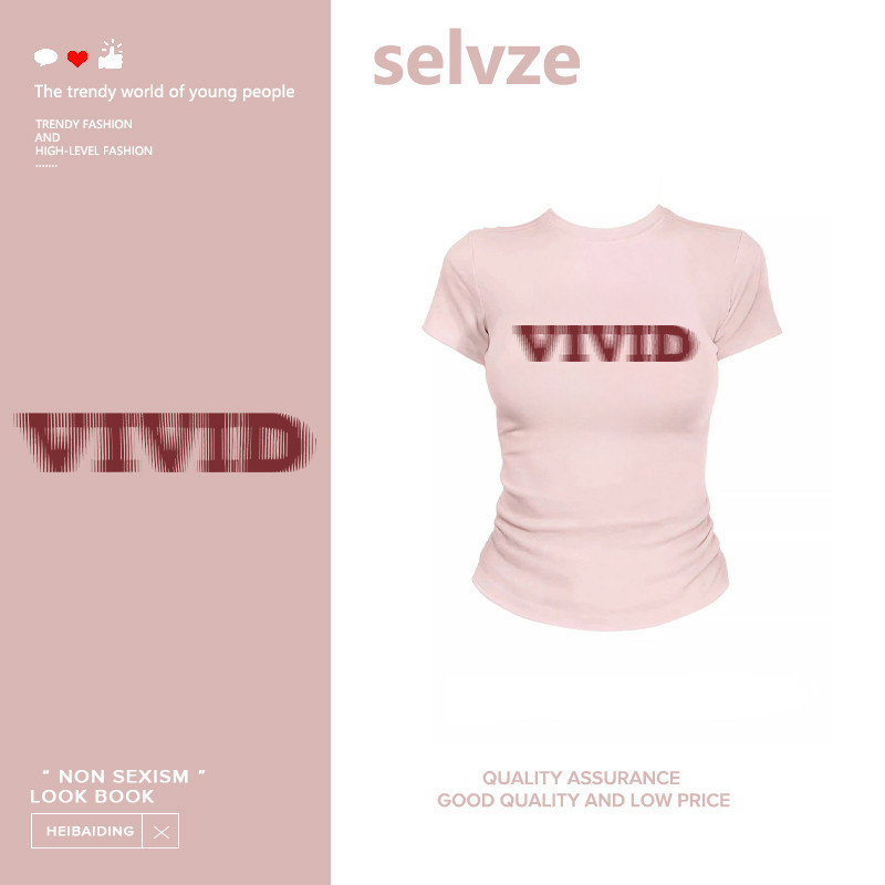 Selvze เสื้อครอปท็อป แขนสั้น แฟชั่นฤดูร้อน (ตัวอักษรสีแดงพิมพ์รูปแบบ） ชั่วโมง เสื้อยืดแขนสั้นสไตล์เกาหลี Y2K cotton100% จัดส่งตลอด 24 ชั่วโมง H001377