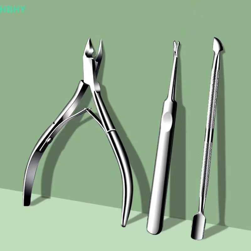 HB 3 ชิ้นชุดเล็บหนังกําพร้า Nipper กรรไกร Trimmer Clipper Dead Skin ส้อม Remover Plier Pusher สแตนเลสสตีลเล็บเครื่องมือความงาม HY