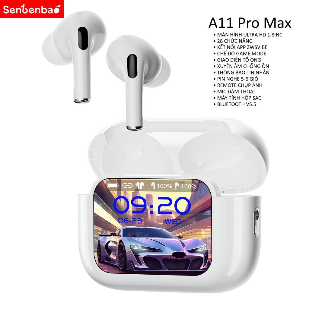 A11 PRO MAX หูฟังไร้สาย LCD หูฟังไร้สายสําหรับเล่นเกมเสียงรบกวน Cancelling หูฟังบลูทูธจอแสดงผลหน้าจอ