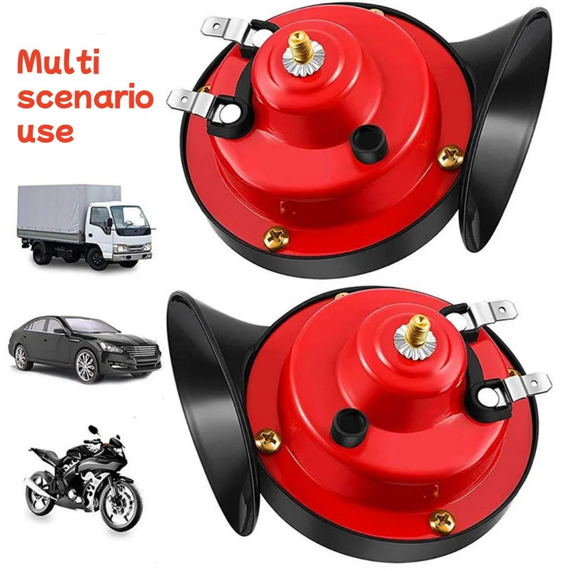 1PCS/2PCS รถใหม่ Snail แตรเสียงแหลมการปรับเปลี่ยนรถจักรยานยนต์ 12V สูงและต่ํา Dual Tone Horn แตรไฟฟ้า 12V Universal