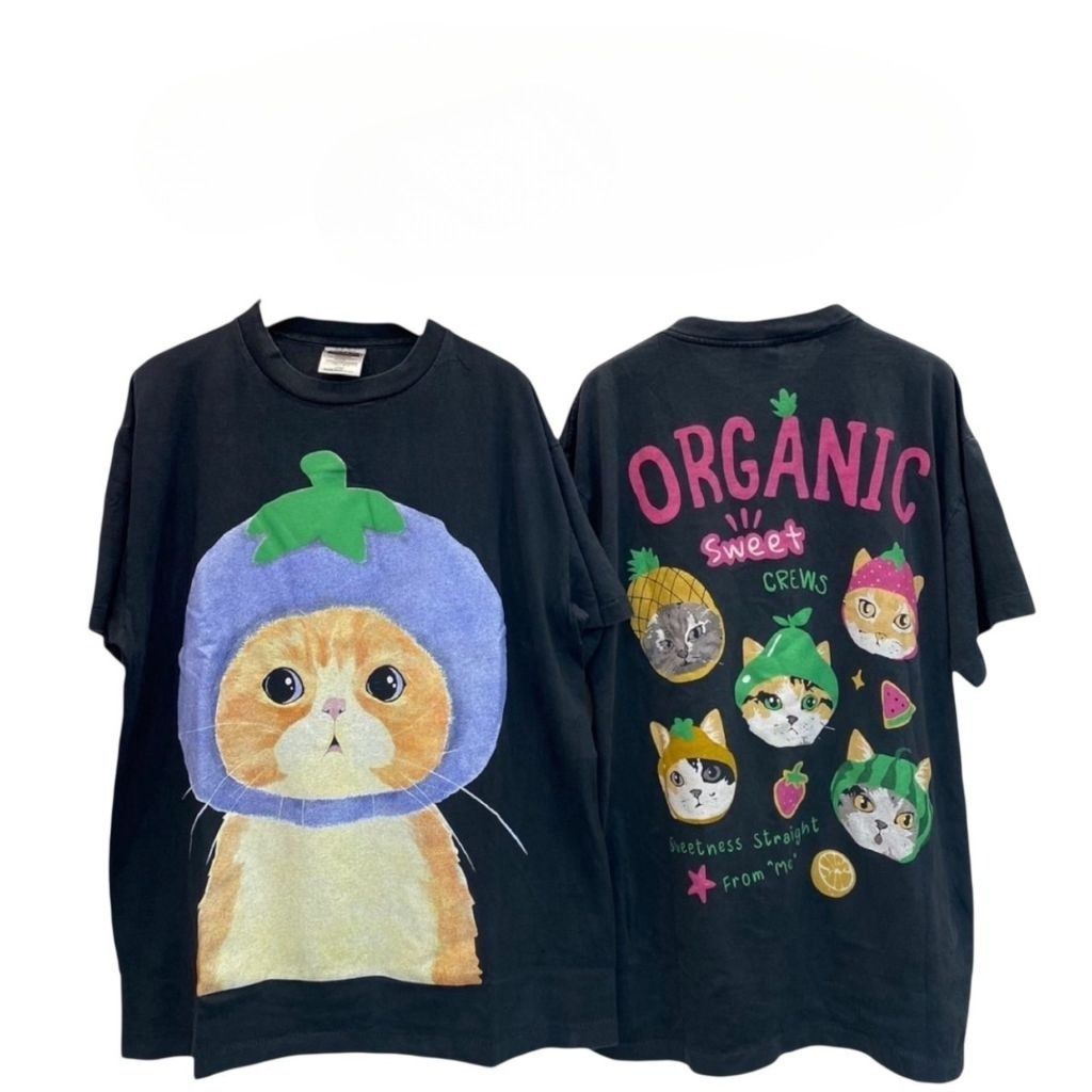 (จัดส่งตลอด 24 ชั่วโมง）REOY_STUDIO♥ เสื้อยืด ผ้าฝ้าย  งานใหม่ ทำเก่า ผ้าฟอกเฟดนุ่มไร้ตะเข็บข้าง สกรีน หน้าหลัง