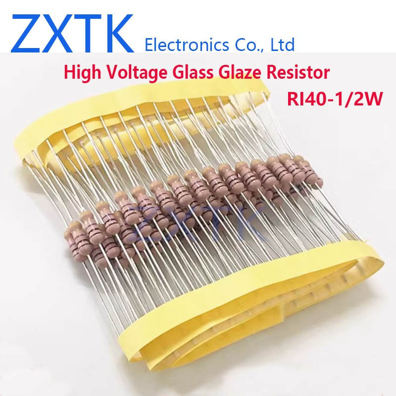 CHIP IC 10PCS แรงดันไฟฟ้าแก้วเคลือบ Resistor RI40 1/2W 1M 2M 3M 5M 10M 15M 20M 22M 30M 10K 20K 100K 