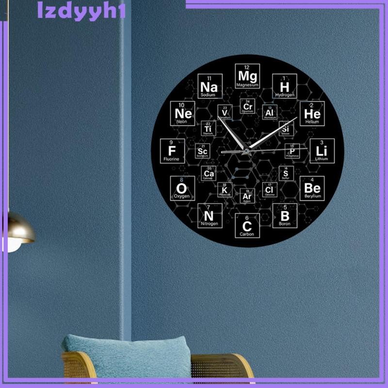 [JoyDIY] ตารางธาตุขององค์ประกอบนาฬิกาแขวนสีดํานาฬิกาเครื่องประดับติดผนังอินเทรนด์ตกแต่งบ้านปิดเสียง 30 ซม. สําหรับห้องทํางาน