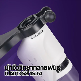 กล้องจุลทรรศน์พกพา กล้องจุลทรรศน์ 60-120X ของเล่นวิทยาศาสตร์ สำหรับนักเรียนประถม-มัธยม