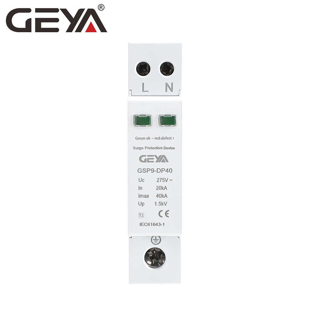 GEYA GSP9 1P+N 18mm SPD 20~40KA Surge Protector Lightning Protection Lightning Arrester อุปกรณ์ 275V