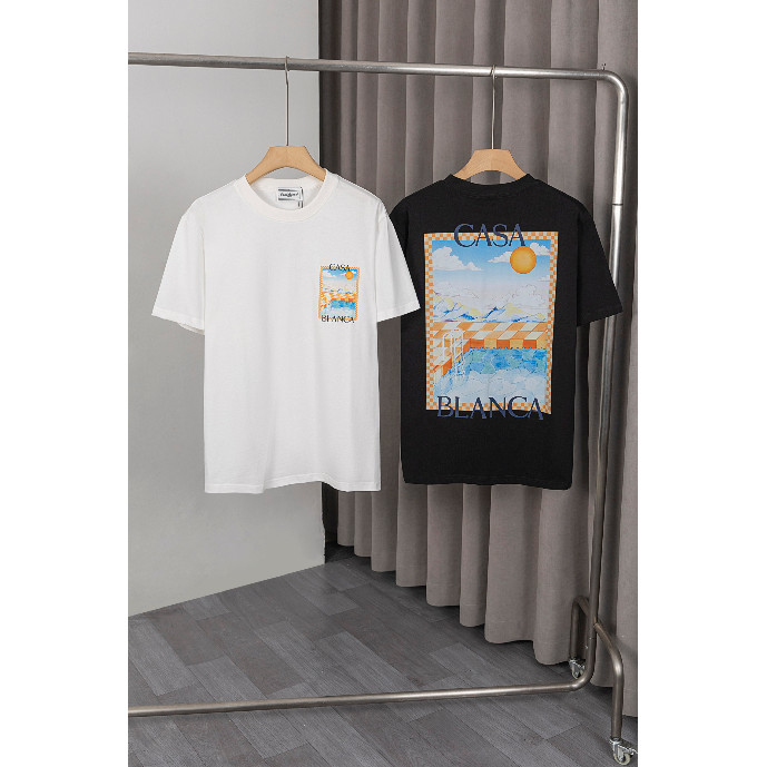 4732 casa เสื้อเชิ้ตแขนสั้นผู้ชายแฟชั่นผู้หญิง