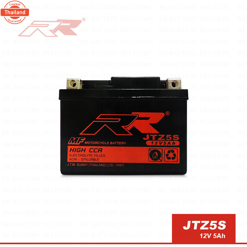 แตเตอรี่ มอเตอร์ไซค์ RR JTZ5S 12V 5Ah 1 ลูก
