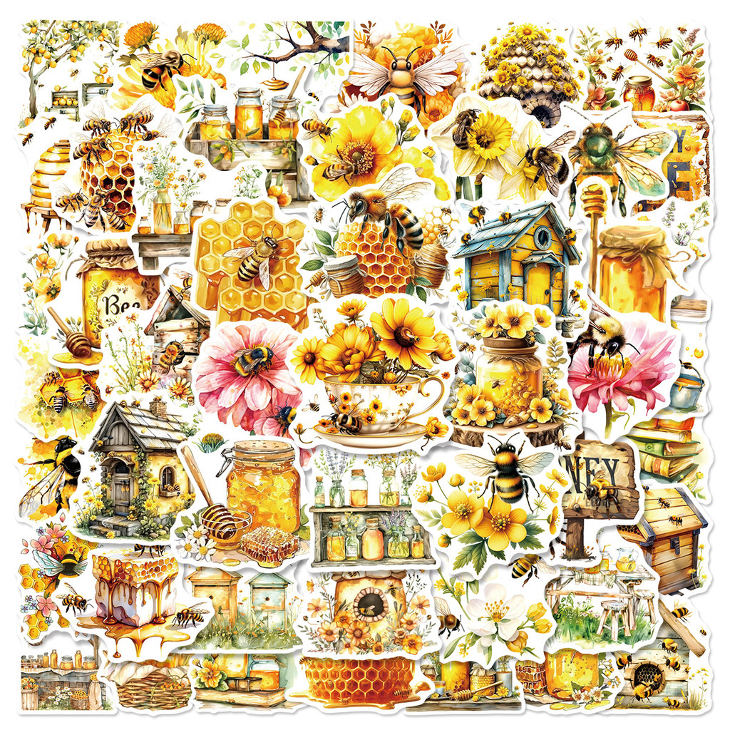 ❉ Bees & Flowers Series 01 สติ๊กเกอร์ ❉ 50 ชิ้น/เซ็ตกันน้ํา DIY Fashion Decals สติ๊กเกอร์ Doodle