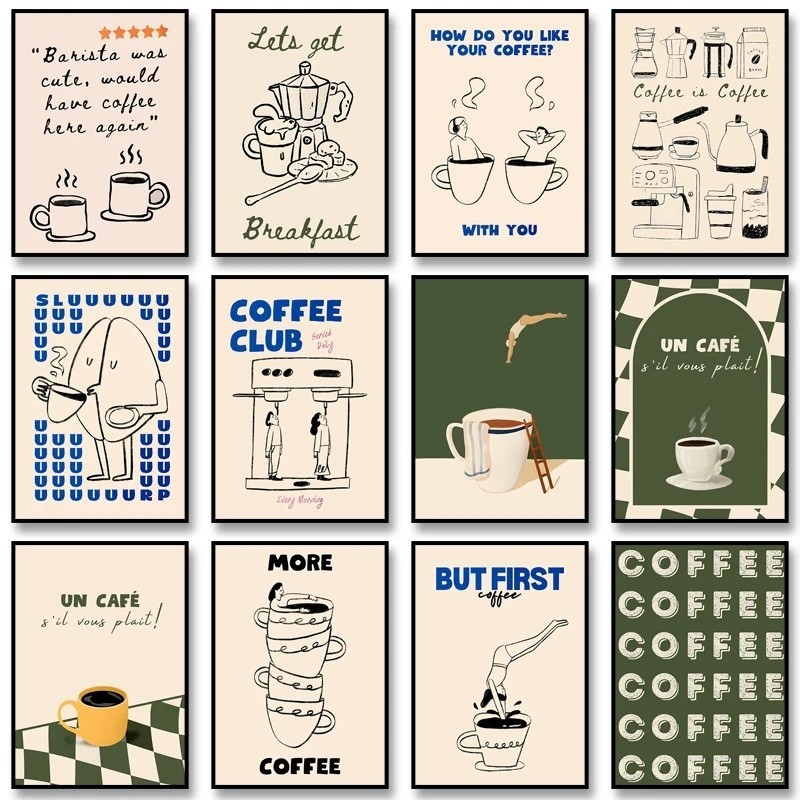 Coffee Diver โปสเตอร์ผ้าใบภาพวาดอินเทรนด์ครัวพิมพ์รูปภาพ Home Coffee Shop Decor