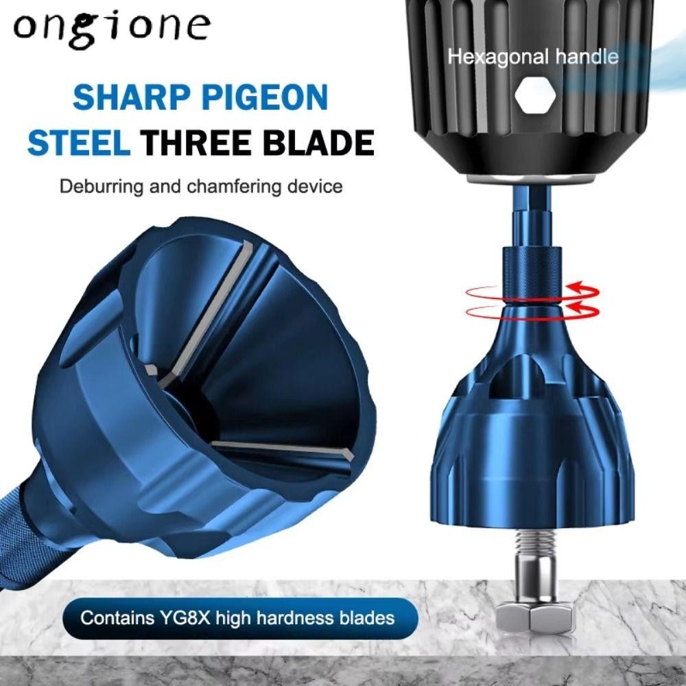 ONGIONE Deburring เครื่องมือลบมุมภายนอก, เครื่องมือลบคมสากลโลหะ, แบบพกพาสามชิปขลุ่ยซ่อมสกรู