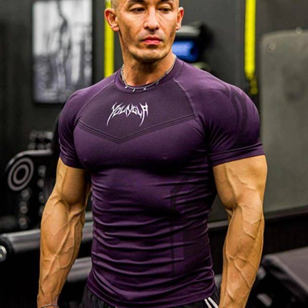 【Ready Stock】 New Workout Clothes Coach Sports T-shirt Men's High Elastic Training Clothes Short Sle