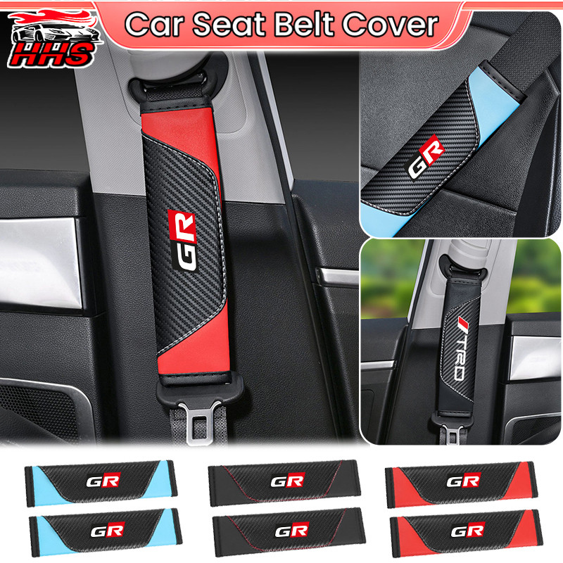 Toyota GR 2 ชิ้นรถที่นั่งเข็มขัดคาร์บอนไฟเบอร์หนัง Pads Breathable Padding สําหรับ Comfort สายคล้องไหล่สําหรับ Toyota GR 86 Yaris Vios Corolla Cross Altis Supra Wish CHR
