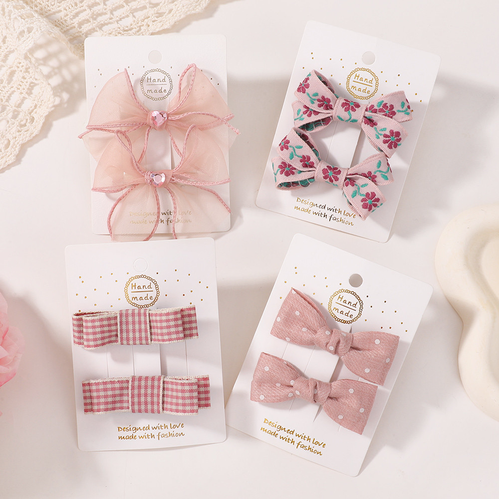 2 ชิ้นน่ารักลูกไม้ Bangs กิ๊บติดผมน่ารัก Double Layer Bows Hairgripes หมวก Headdress สาวอุปกรณ์เสริม Hairpin ของขวัญขายส่ง