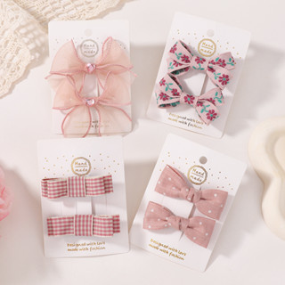 2 ชิ้นน่ารักลูกไม้ Bangs กิ๊บติดผมน่ารัก Double Layer Bows H…