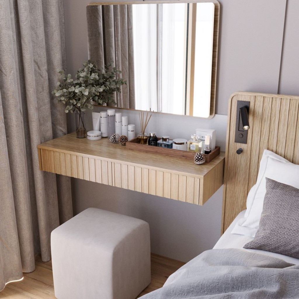 SB Design Square โต๊ะเครื่องแป้งแบบแขวนรุ่น Valley ขนาด 100 ซม. สีไม้อ่อน (100x40x15 ซม.)  แบรนด์ SB