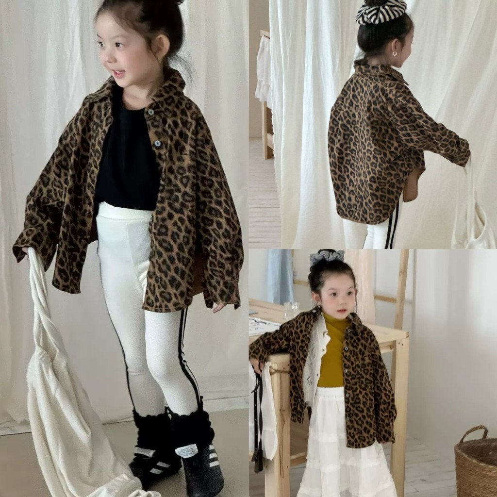 PRETTY BABY เสื้อคลุมเด็กผู้หญิง เสื้อแจ็คเก็ต แขนยาว ลายเสือ สำหรับเด็ก(1731)