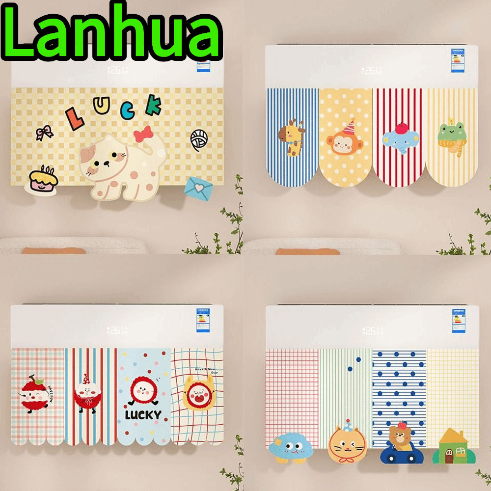 LANHUA ฝาครอบเครื่องปรับอากาศกันฝุ่น กันน้ำ ล้างได้ การ์ตูนน่ารัก ป้องกันการเป่าลมตรง ตกแต่งผนัง