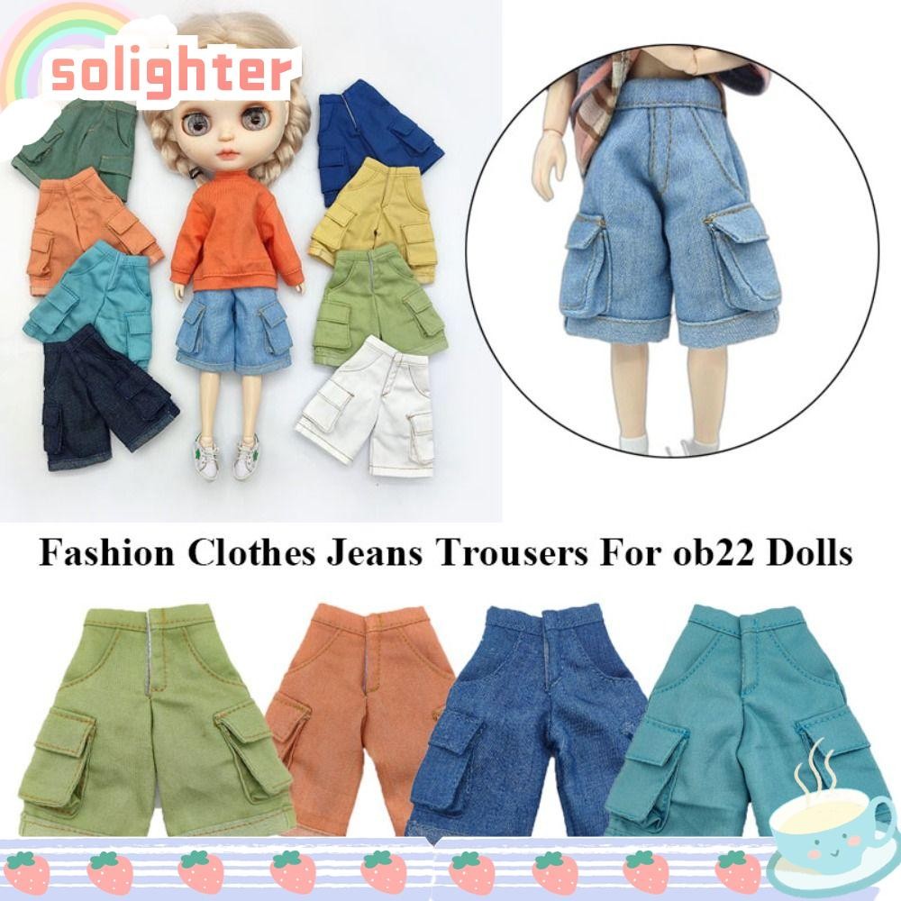 SOLIGHTER ตุ๊กตากางเกงยีนส์กางเกง, Casual Mini Overalls เสื้อผ้า, DIY แฟชั่นน่ารักกางเกงยีนส์สําหรับ