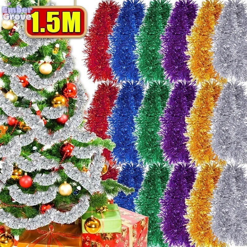 1.5/2 เมตร พวงมาลัยริบบิ้นคริสต์มาสสีสันสดใส / ของประดับตกแต่งต้นคริสต์มาสแบบดิ้น / ตกแต่งผนังบ้านสำหรับงานปาร์ตี้ปีใหม่