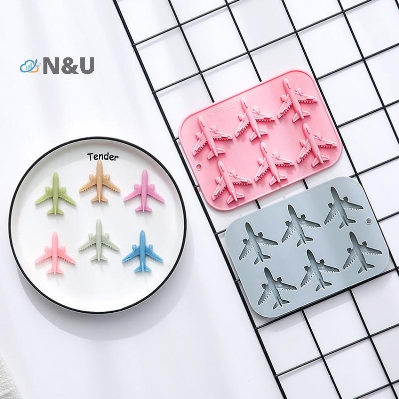 N&U Airplane Fondant แม่พิมพ์ซิลิโคน, 3D Airplane Ice Cube ถาด, เครื่องบินซิลิโคนช็อกโกแลต Candy Mol