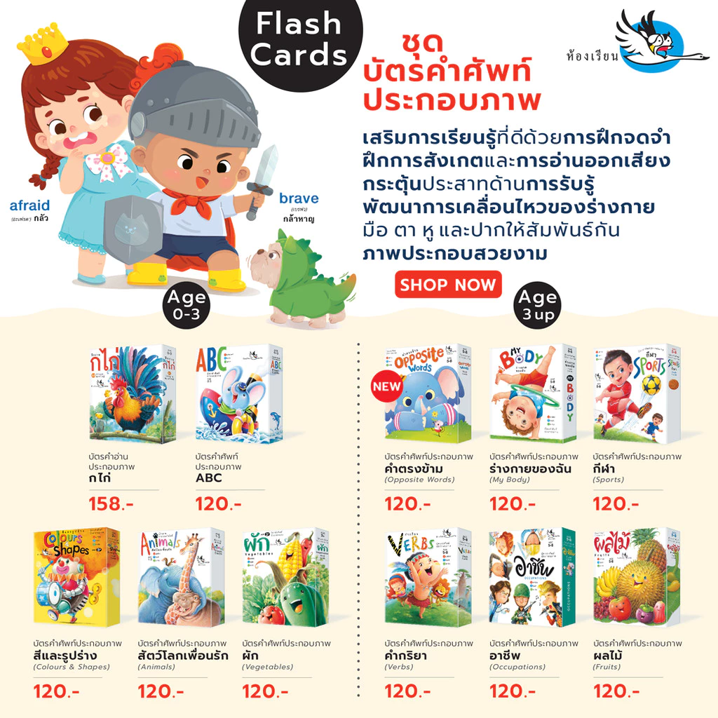 ห้องเรียน บัตรคำศัพท์ (แยกหมวด) Flash Card สอนคำศัพท์ภาษาไทย-อังกฤษ thumbnail 3