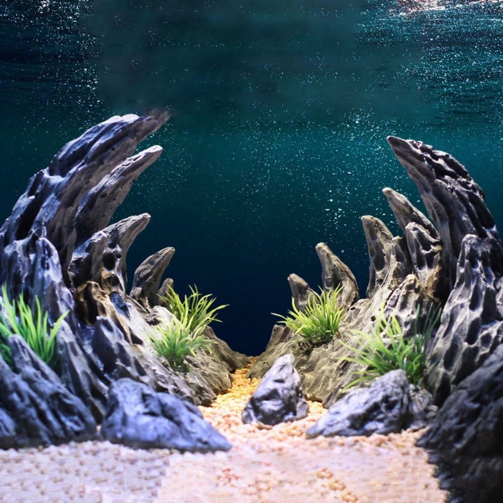 Novalink 2 ชิ้น/เซ็ตจําลอง Ravine เครื่องประดับ, ตกแต่งเหมือนจริงมังกรกระดูกภูมิทัศน์หิน, Creative Rockery เรซิ่นปลา Hiding Cave Shelter Aquarium