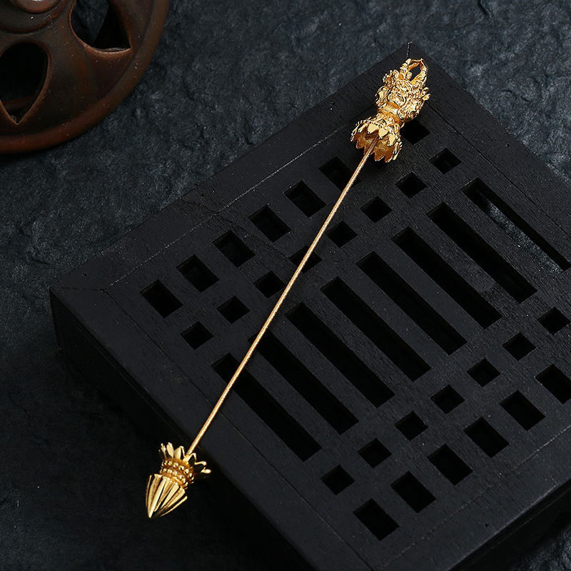 สร้อยคอมากกว่าวินเทจ Tibet Dzi พร้อมลูกปัดรูป lotus pod และ vajra pestle สามารถปรับขนาดได้