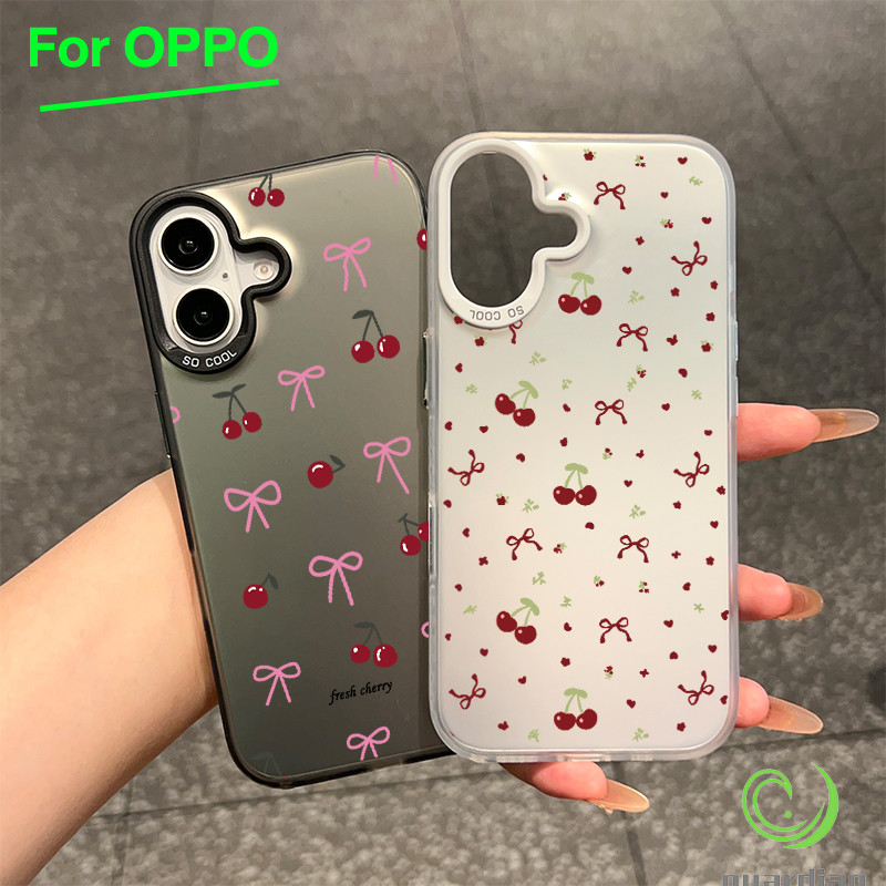 For เคสโทรศัพท์ OPPO A3 A3X A60 5G A9 A18 เชอร์รี่และโบว์สีแดง A38 A15 A15s A60 A35 A17 A17K A79 5G OPPOA57 4G A55 A77