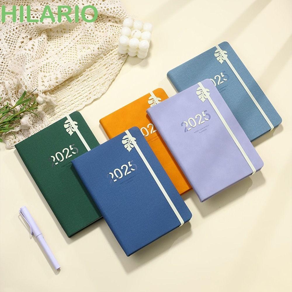 Hilario 2025 Schedule Planner Notepad, 12 เดือน 2025 A5 Agenda Notebook, แบบพกพาบันทึกการถ่ายภาษาอังกฤษ To Do List 365 วัน Notepad เครื่องเขียน