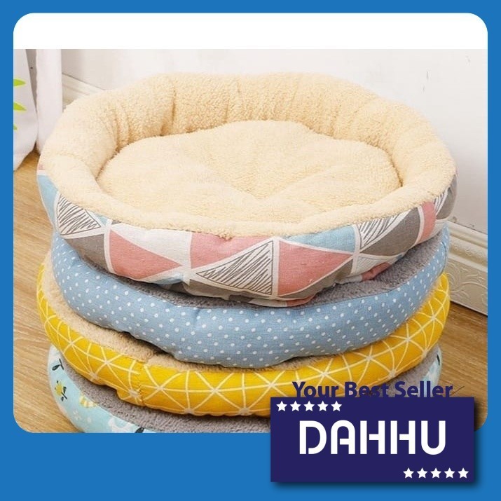 Comfy Round Pet Bed Dog Cat Sleeping Bed Fluffy Pet Bed Katir Kucing anjing tempat tidur
