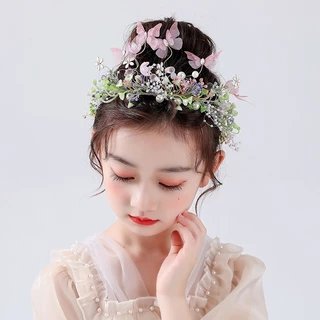 มงกุฎเจ้าสาวอุปกรณ์เสริมผมเด็กเจ้าหญิง Garland Tiara ดอกไม้งานแต่งงานสาวอุปกรณ์เสริมผม🔥 รวมภาษีแล้ว