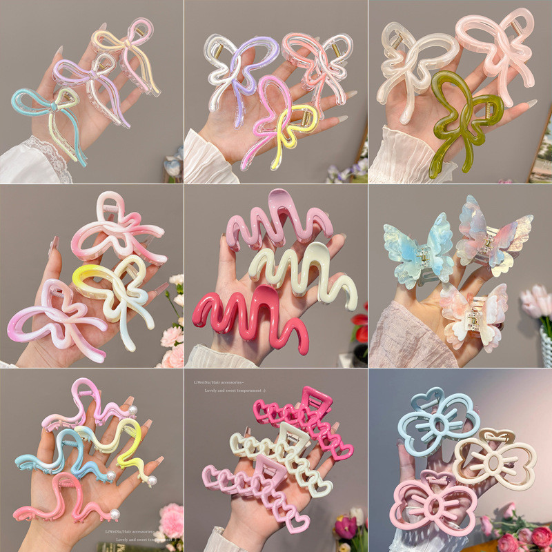 กิ๊บติดผม Dopamine สีประณีตสําหรับผู้หญิงกิ๊บติดผมความรู้สึกระดับไฮเอนด์คลิปฉลามขนาดใหญ่กรงเล็บผมฤดูร้อน