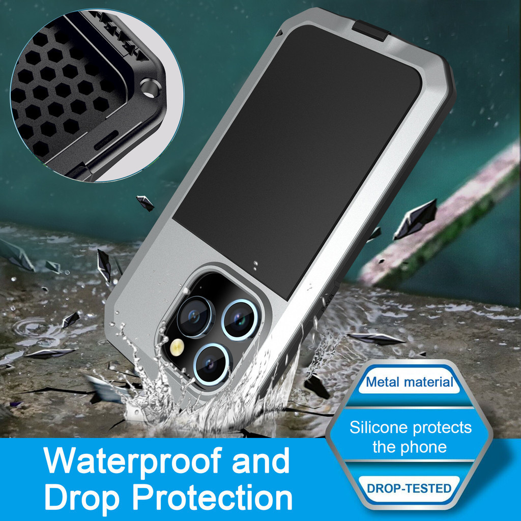 Doom Armor Duty Shock Life-กันน้ําโลหะอลูมิเนียมเคสโทรศัพท์สําหรับiPhone 17 16 15 14 13 12 11 Pro Max XR Xs 8 7 5S 6 Plusฝาครอบแก้ว