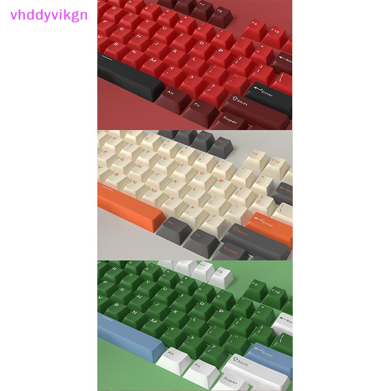 Vhdd 126 ชิ้น DIY คีย์บอร์ด Keycaps ชุด Backlit สีเดียว PBT สีชมพูสีขาวหมวกสําหรับ 61/87/104 คีย์ Cherry MX Keycap TH