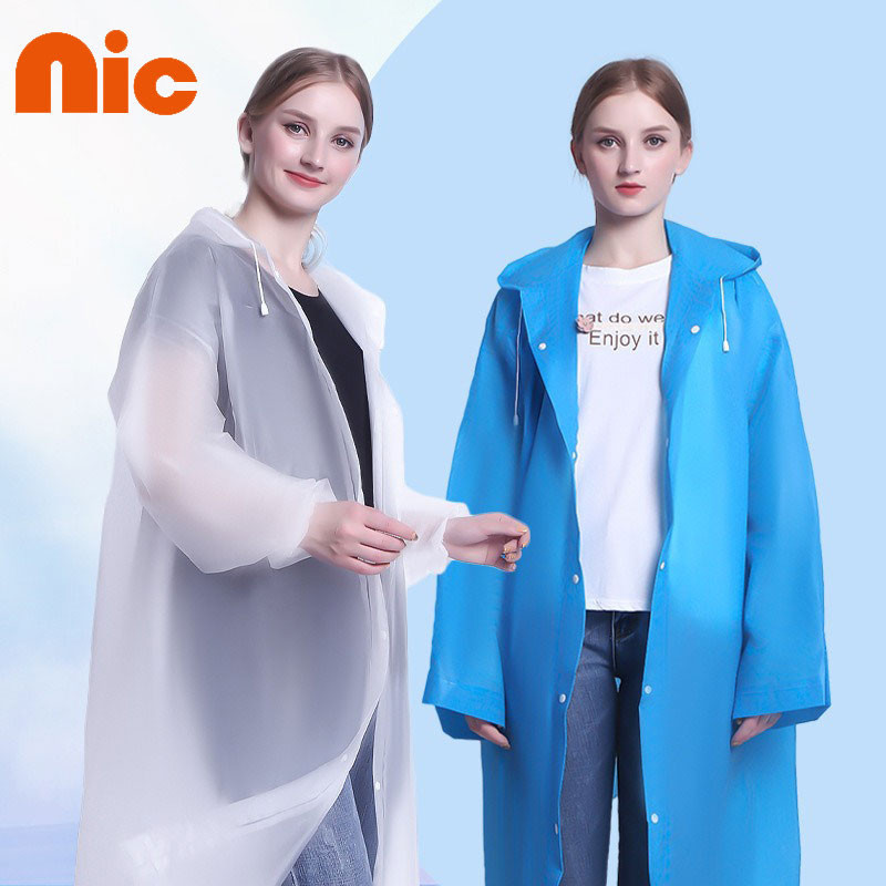NIC ชุดกันฝน​ เสื้อกันฝนผู้ใหญ่ EVA เสื้อกันฝนแบบหนา มีหมวก เสื้อกันฝนแฟชั่น แขนปล่อย แขนจั๊ม แบบพกพาง่าย กันน้ำ
