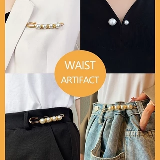 เข็มกลัดมุก แฟชั่นเครื่องประดับ ปรับขนาดเอว วัสดุ: โลหะผสม + ไข่มุกเทียม