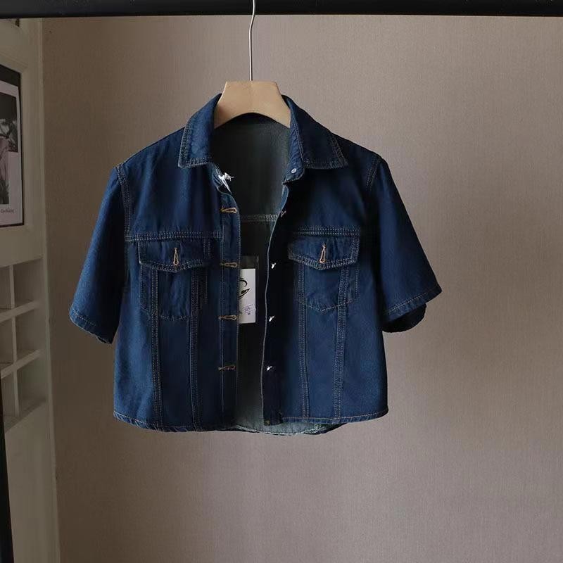 Veewink เสื้อแจ็กเก็ตยีนสั้น / เสื้อแจ๊คเก็ตยีนส์แฟชั่น OVERSIZE สไตล์เกาหลี แฟชั่นฤดูร้อน S-3XL 40-75KG - รูปที่ 3